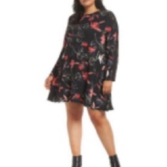 Halogen floral long sleeve A-line dress - Picture 7 of 9